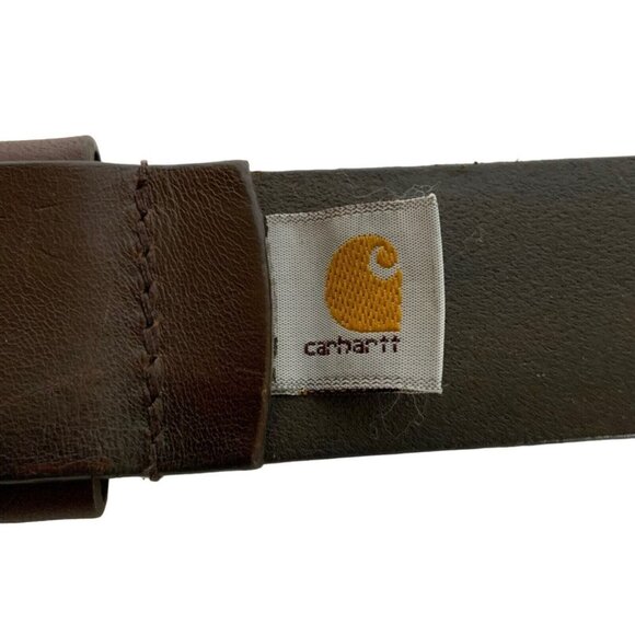Carhartt Mens Anvil Belt Size 42 Brown Leather Work Casual Gunmetal Buckle - Picture 4 of 5